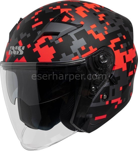 JET HELMET IXS99 2.0 BLACK MATT-RED